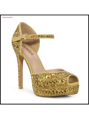 Rhinestone Peep Toe Platform Stiletto High Heels Ankle Strap Wedding Pumps